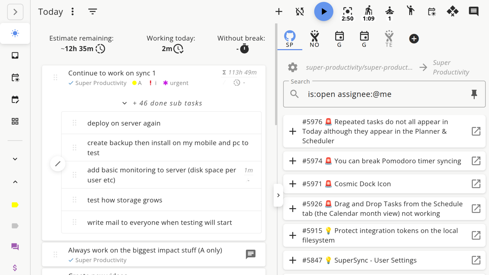 GitHub Issues as a Daily Plan in Super Productivity