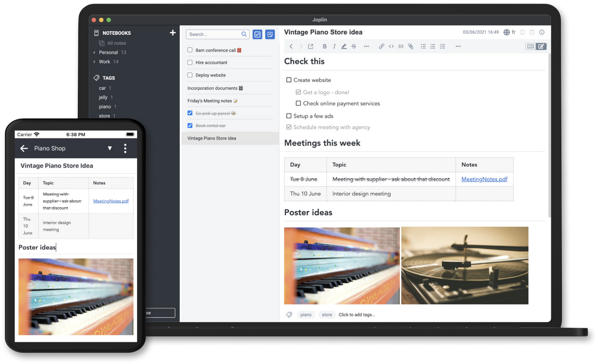 Joplin desktop Markdown note editor