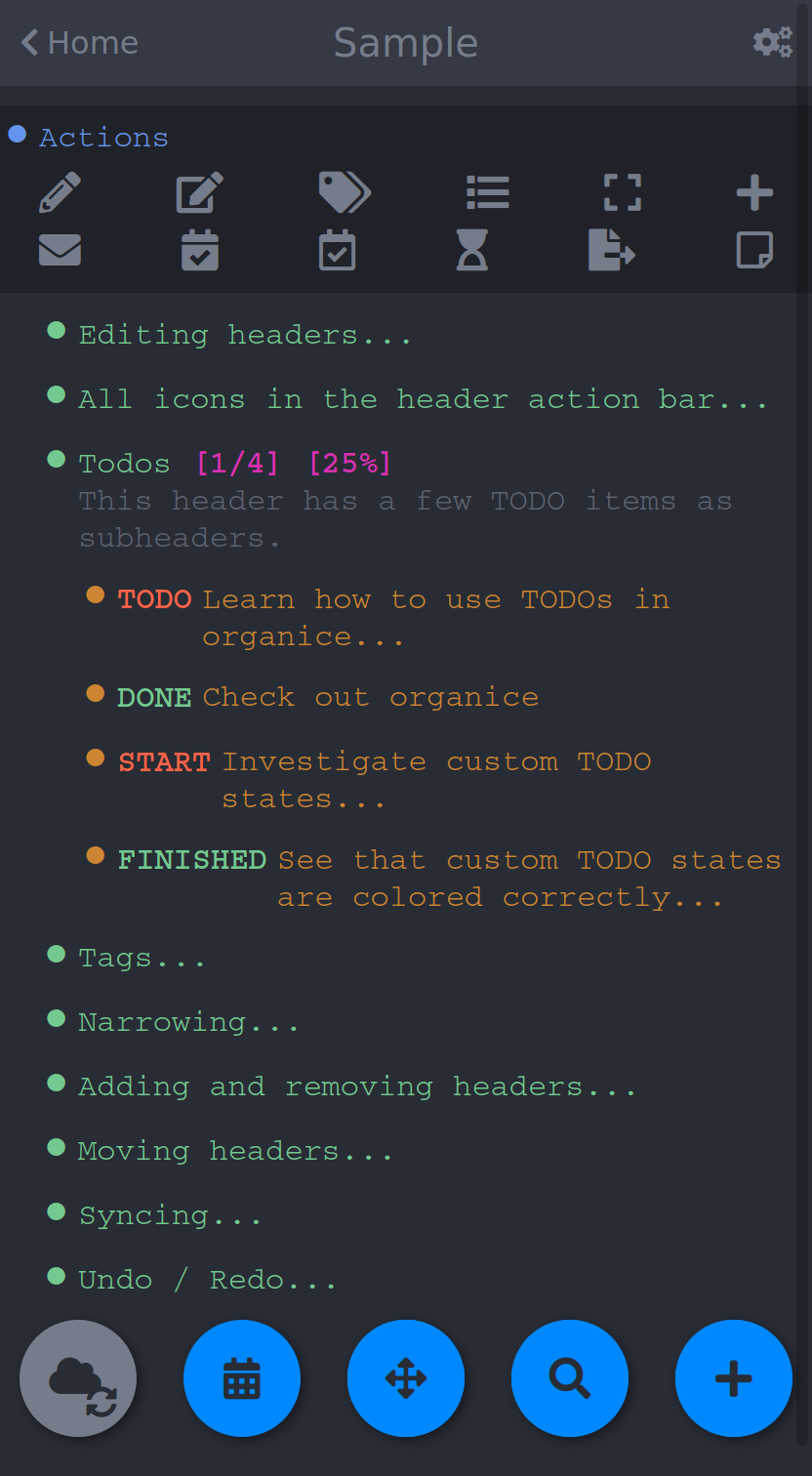 Organice web interface for Org-mode tasks