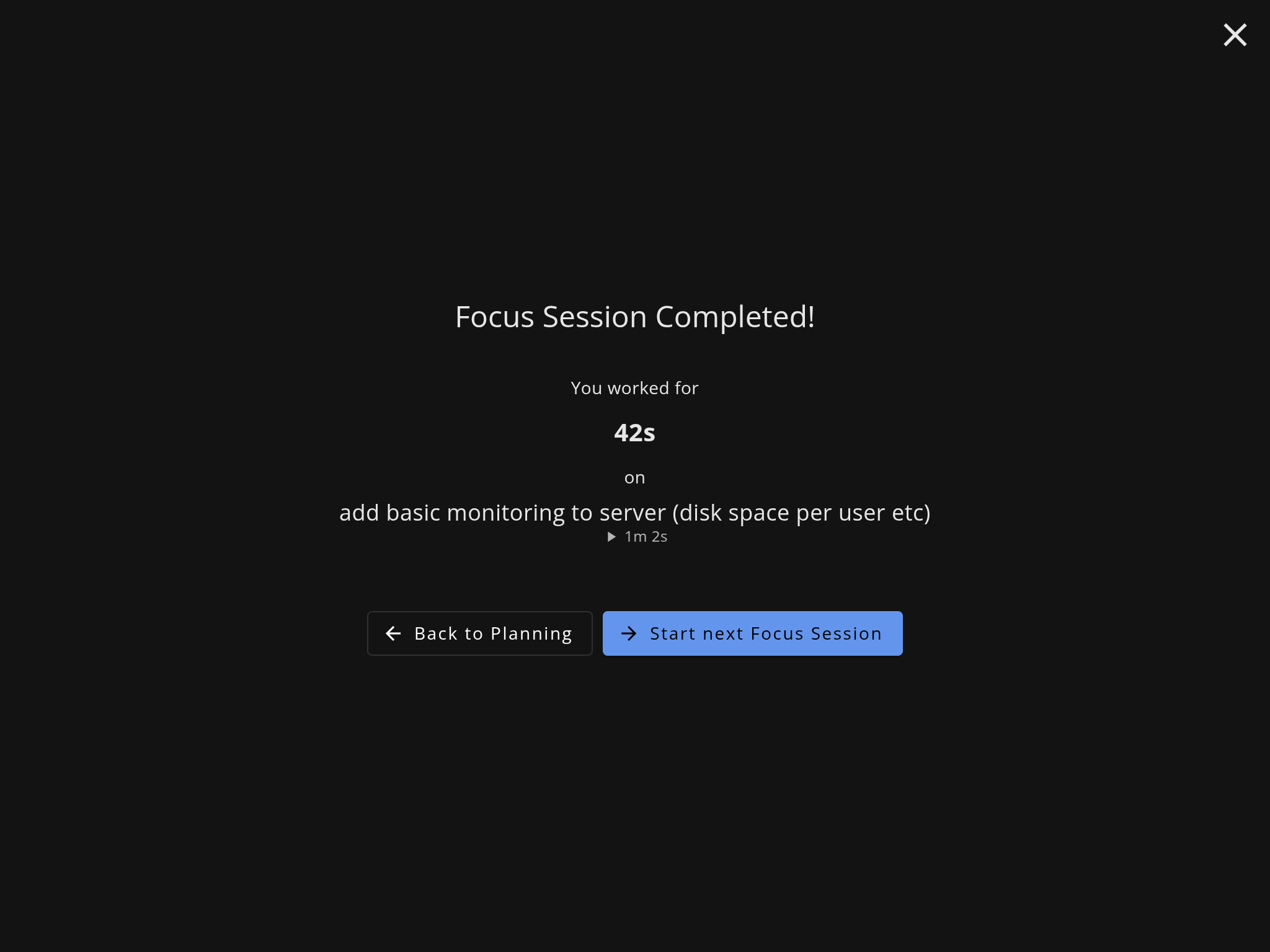 Focus session complete notification